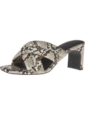 Amazon Essentials Snake-Print Crisscross Block Heel Mules in Black and White